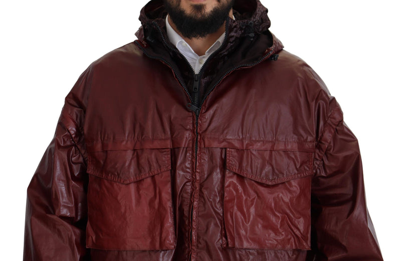 Elegant Bordeaux Full Zip Hooded Jacket Dolce & Gabbana