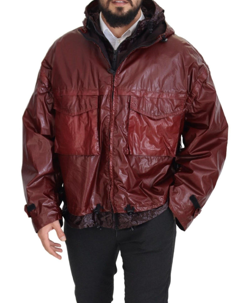 Elegant Bordeaux Full Zip Hooded Jacket Dolce & Gabbana