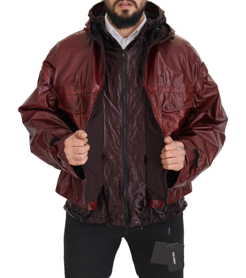 Elegant Bordeaux Full Zip Hooded Jacket Dolce & Gabbana