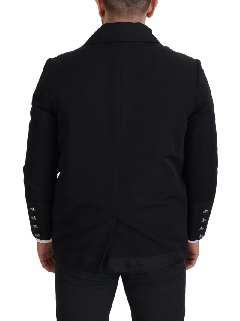 Elegant Full Zip Black Wool Blend Jacket Dolce & Gabbana