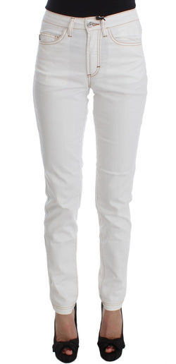 Chic White Slim Fit Denim Cavalli