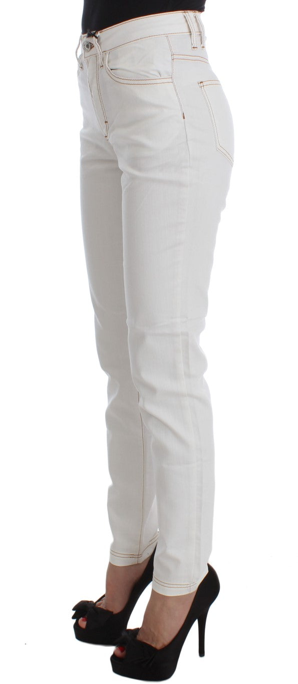 Chic White Slim Fit Denim Cavalli