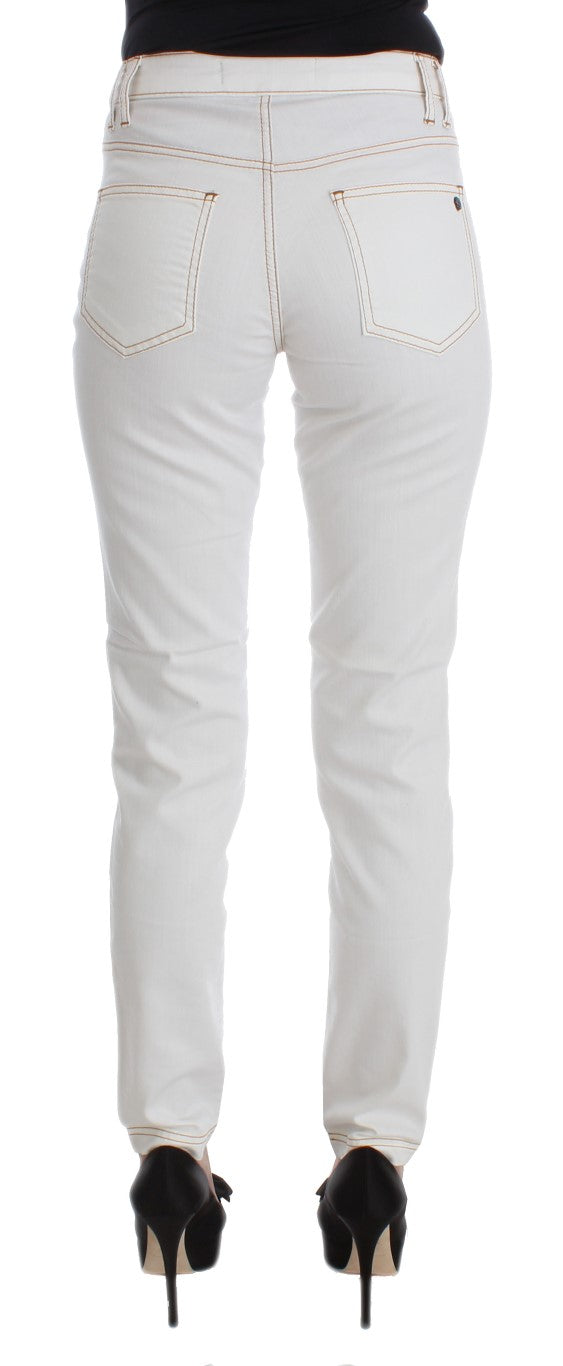 Chic White Slim Fit Denim Cavalli