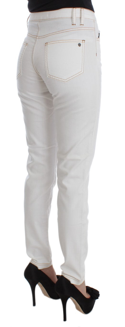 Chic White Slim Fit Denim Cavalli