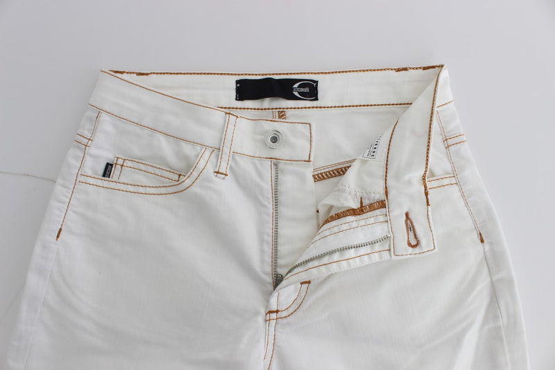 Chic White Slim Fit Denim Cavalli