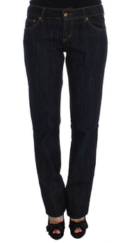 Chic Blue Straight Fit Designer Jeans Cavalli