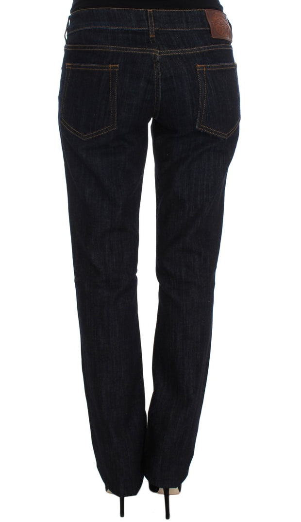 Chic Blue Straight Fit Designer Jeans Cavalli