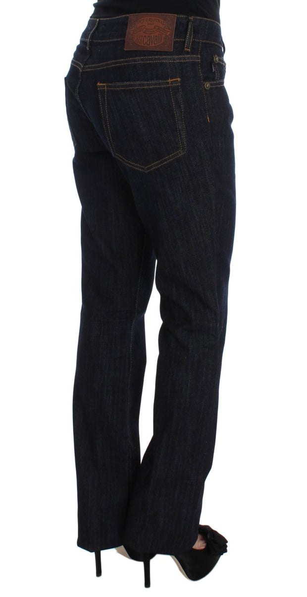 Chic Blue Straight Fit Designer Jeans Cavalli