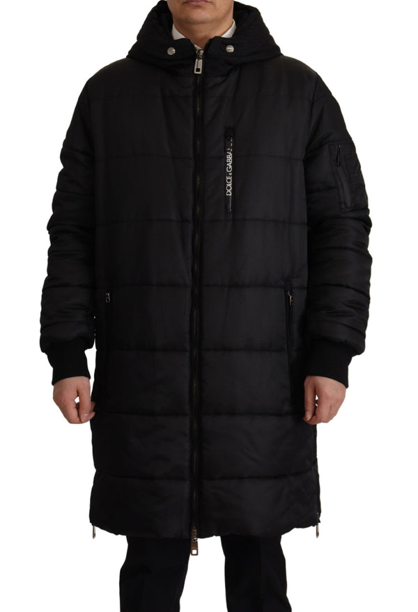 Elegant Black Hooded Parka Winter Jacket Dolce & Gabbana