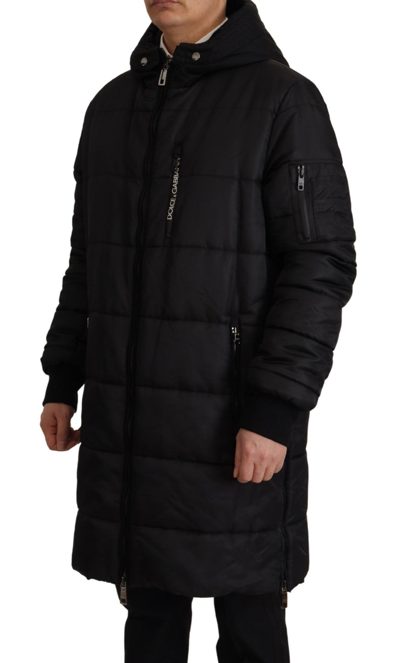 Elegant Black Hooded Parka Winter Jacket Dolce & Gabbana