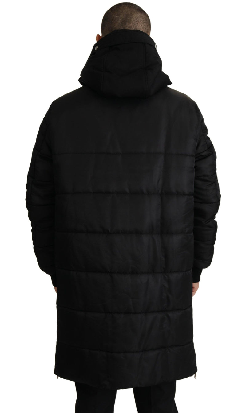 Elegant Black Hooded Parka Winter Jacket Dolce & Gabbana