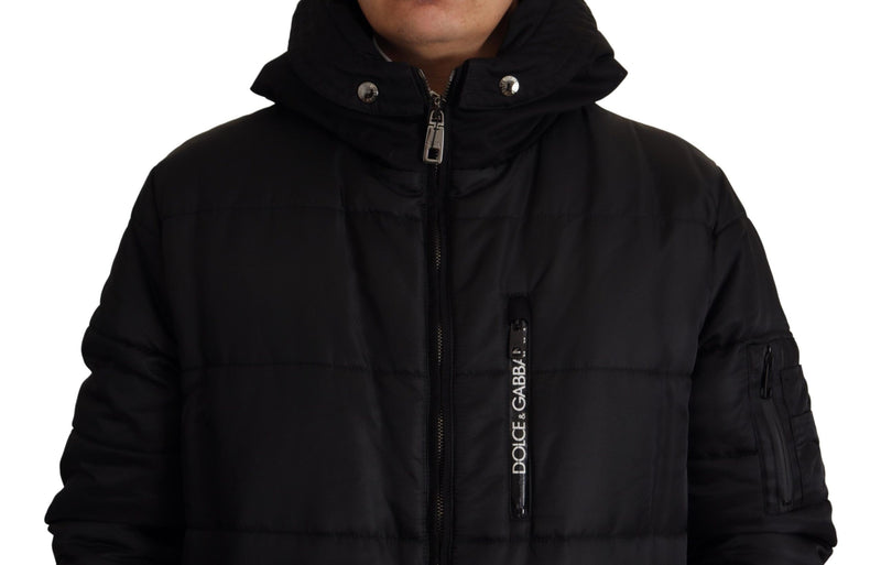 Elegant Black Hooded Parka Winter Jacket Dolce & Gabbana