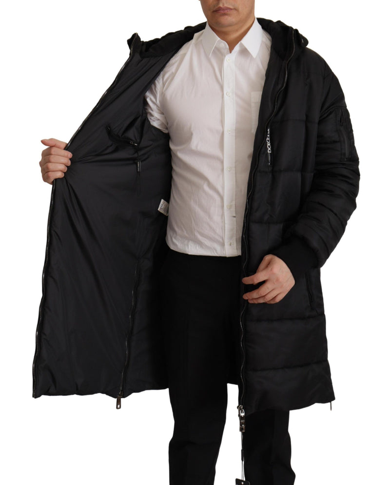 Elegant Black Hooded Parka Winter Jacket Dolce & Gabbana