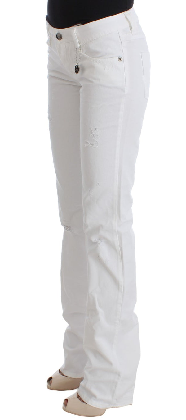 Chic Slim Fit White Cotton Jeans Costume National