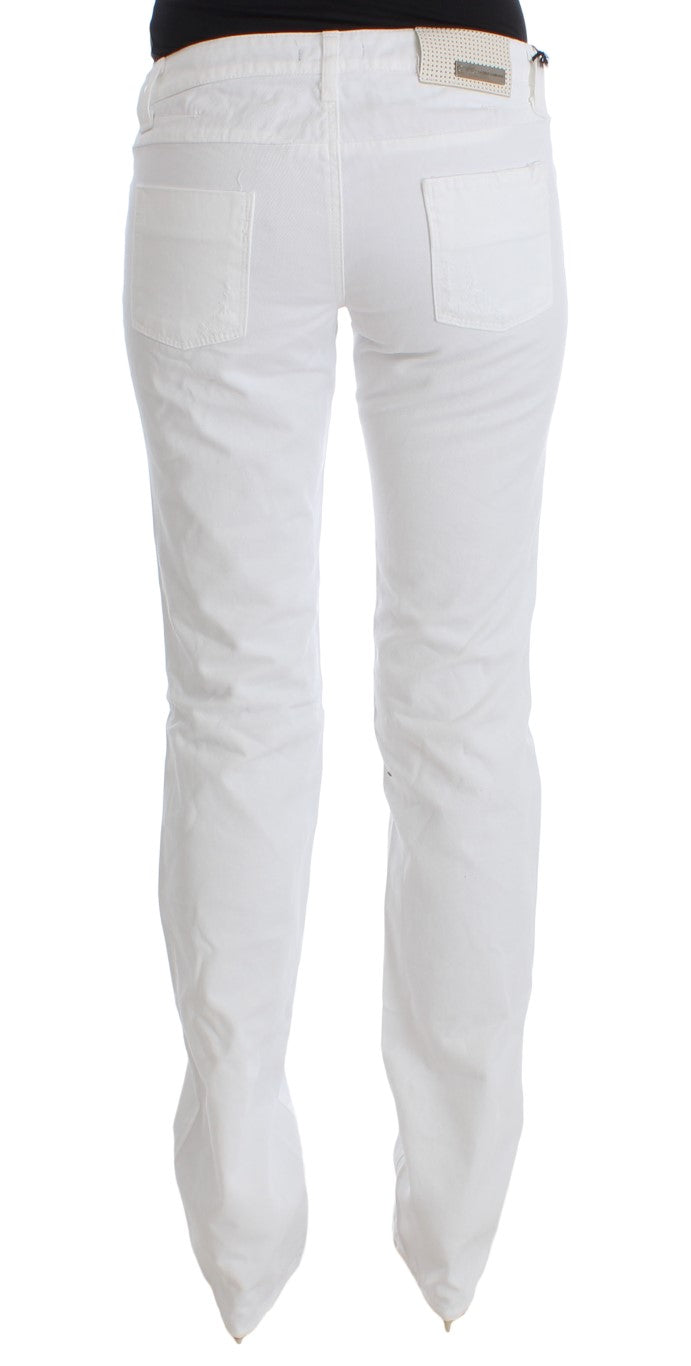 Chic Slim Fit White Cotton Jeans Costume National