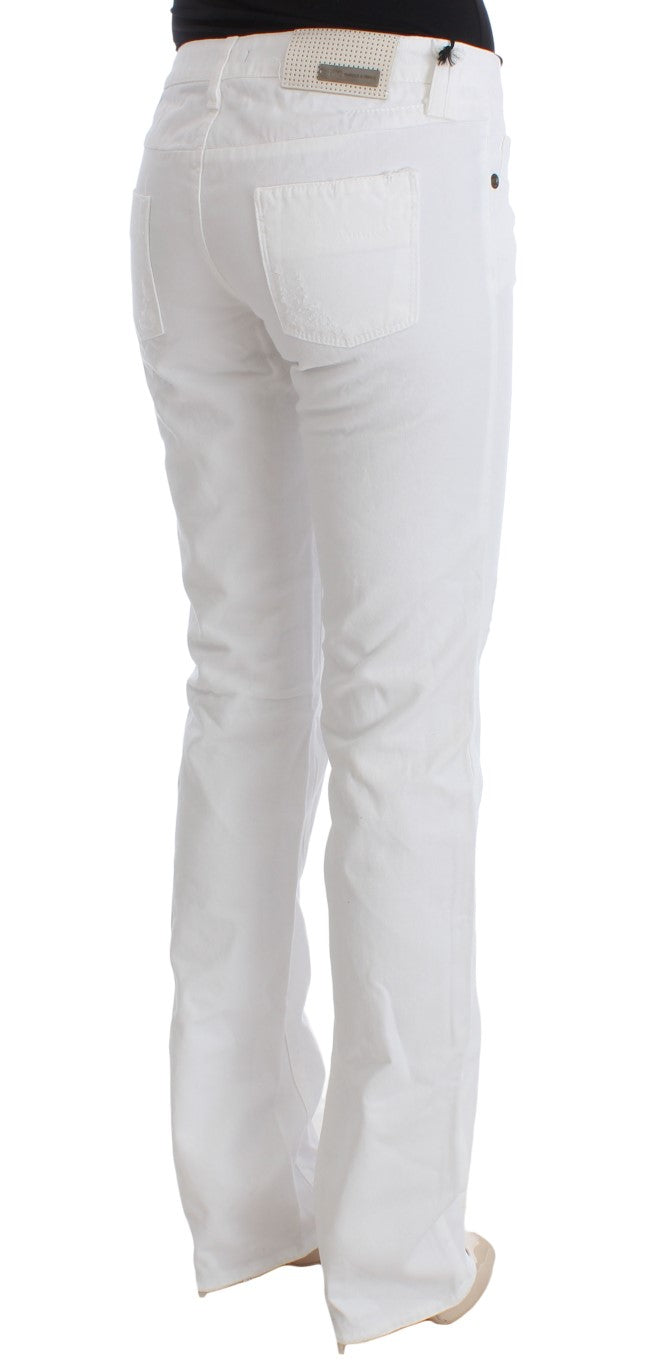 Chic Slim Fit White Cotton Jeans Costume National