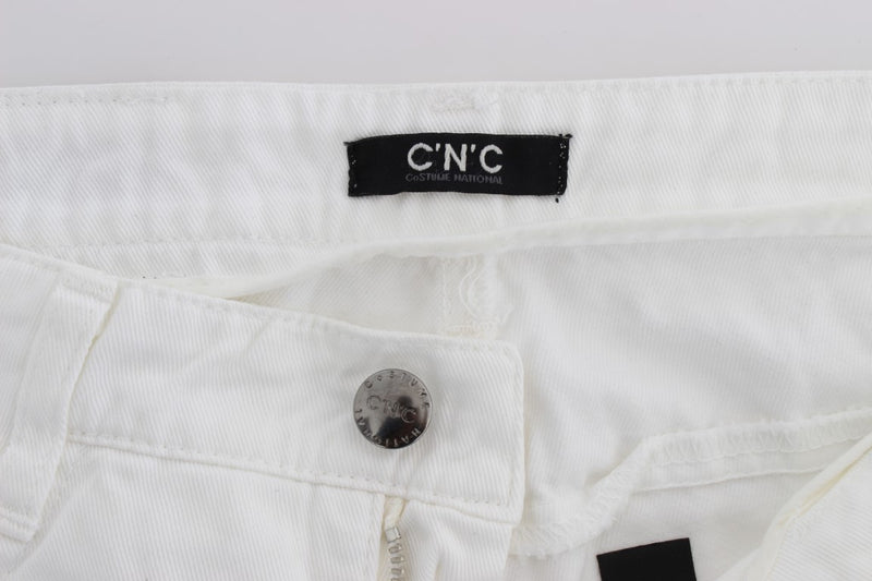 Chic Slim Fit White Cotton Jeans Costume National