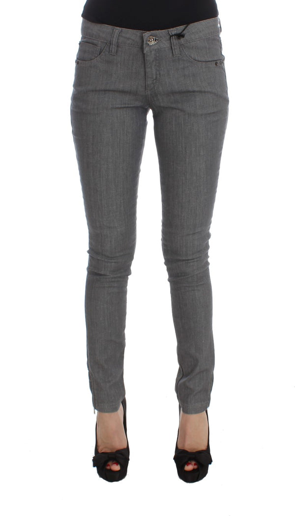 Chic Gray Slim-Fit Designer Jeans Costume National