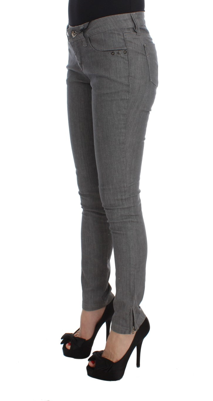 Chic Gray Slim-Fit Designer Jeans Costume National