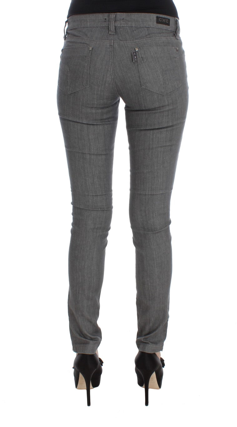 Chic Gray Slim-Fit Designer Jeans Costume National