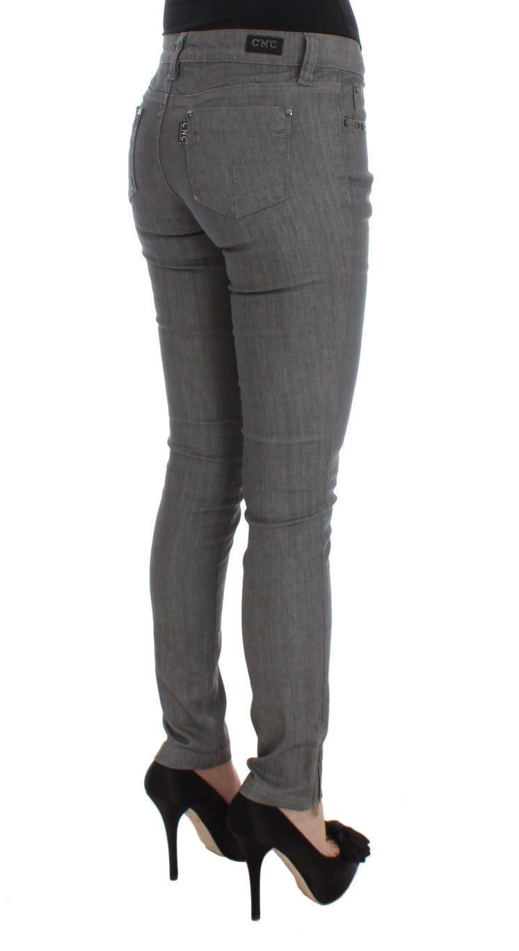 Chic Gray Slim-Fit Designer Jeans Costume National