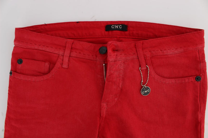 Chic Red Slim Fit Jeans Costume National