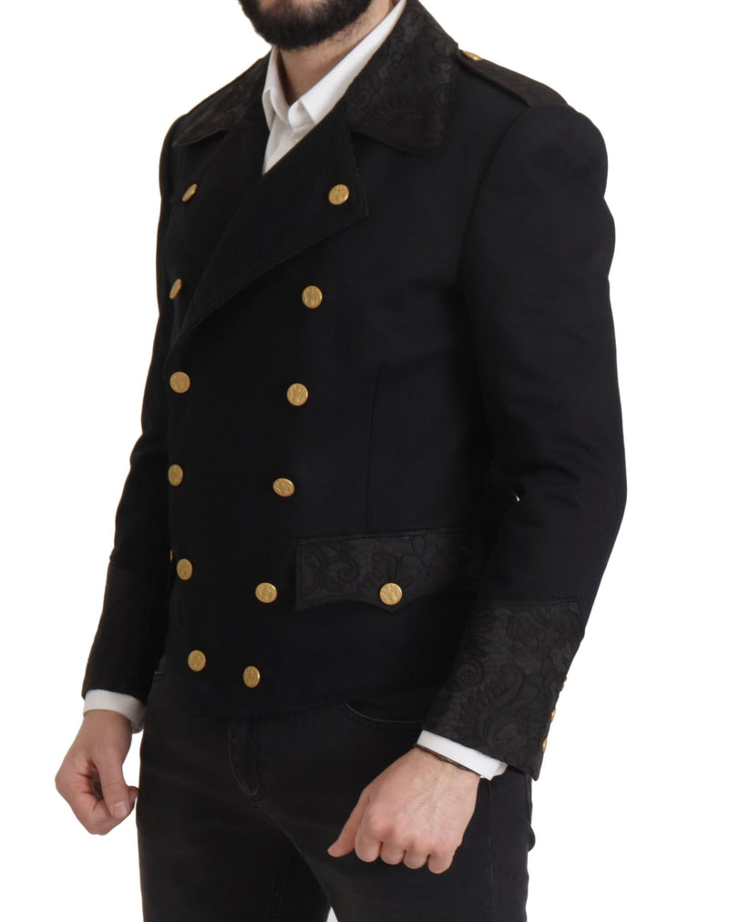 Elegant Black Double Breasted Jacket Dolce & Gabbana