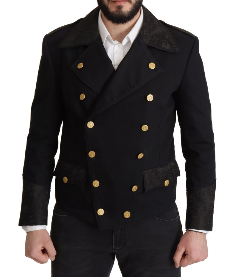 Elegant Black Double Breasted Jacket Dolce & Gabbana