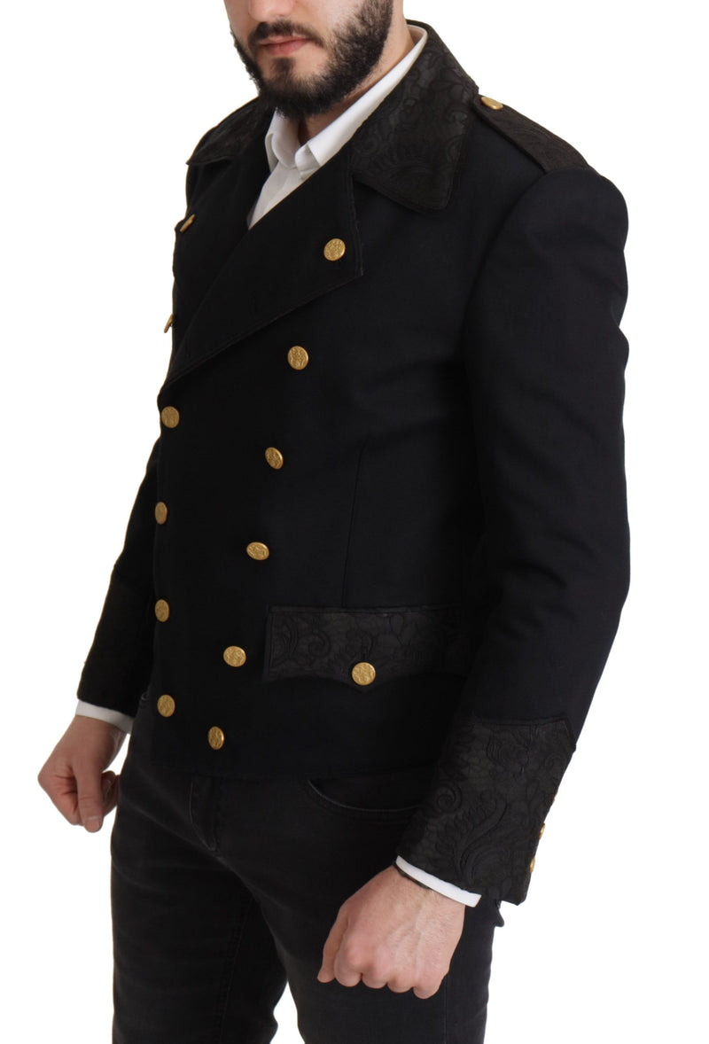 Elegant Black Double Breasted Jacket Dolce & Gabbana