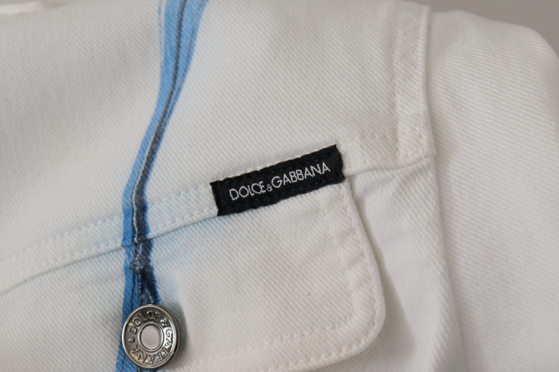 Multicolor Logo Embroidered Denim Jacket Dolce & Gabbana