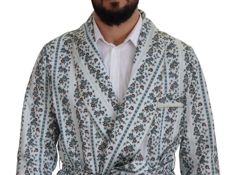 Elegant Floral Cotton Jacket Robe Dolce & Gabbana