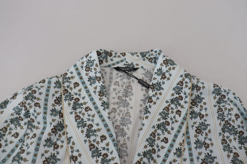 Elegant Floral Cotton Jacket Robe Dolce & Gabbana