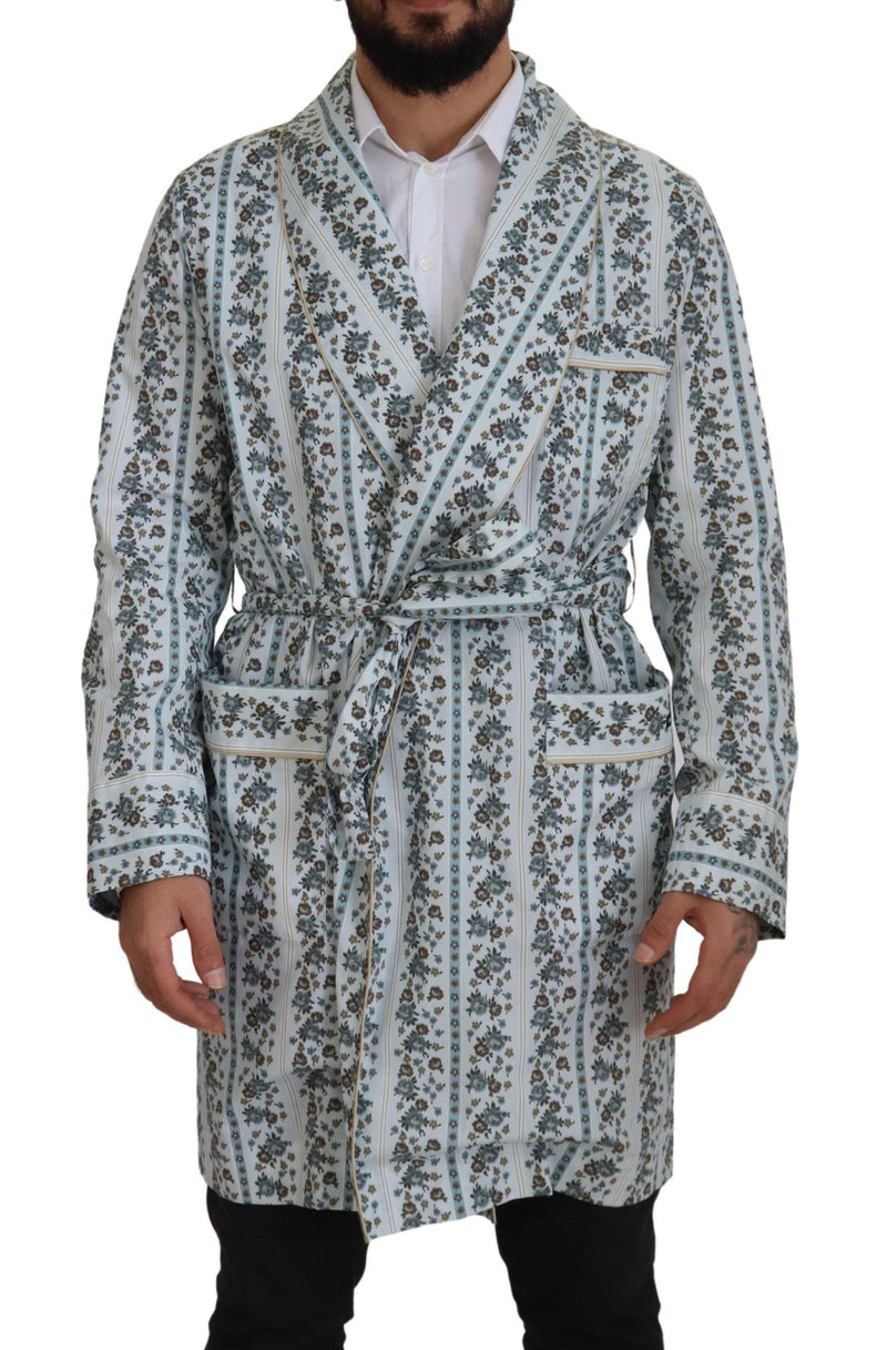 Elegant Floral Cotton Jacket Robe Dolce & Gabbana