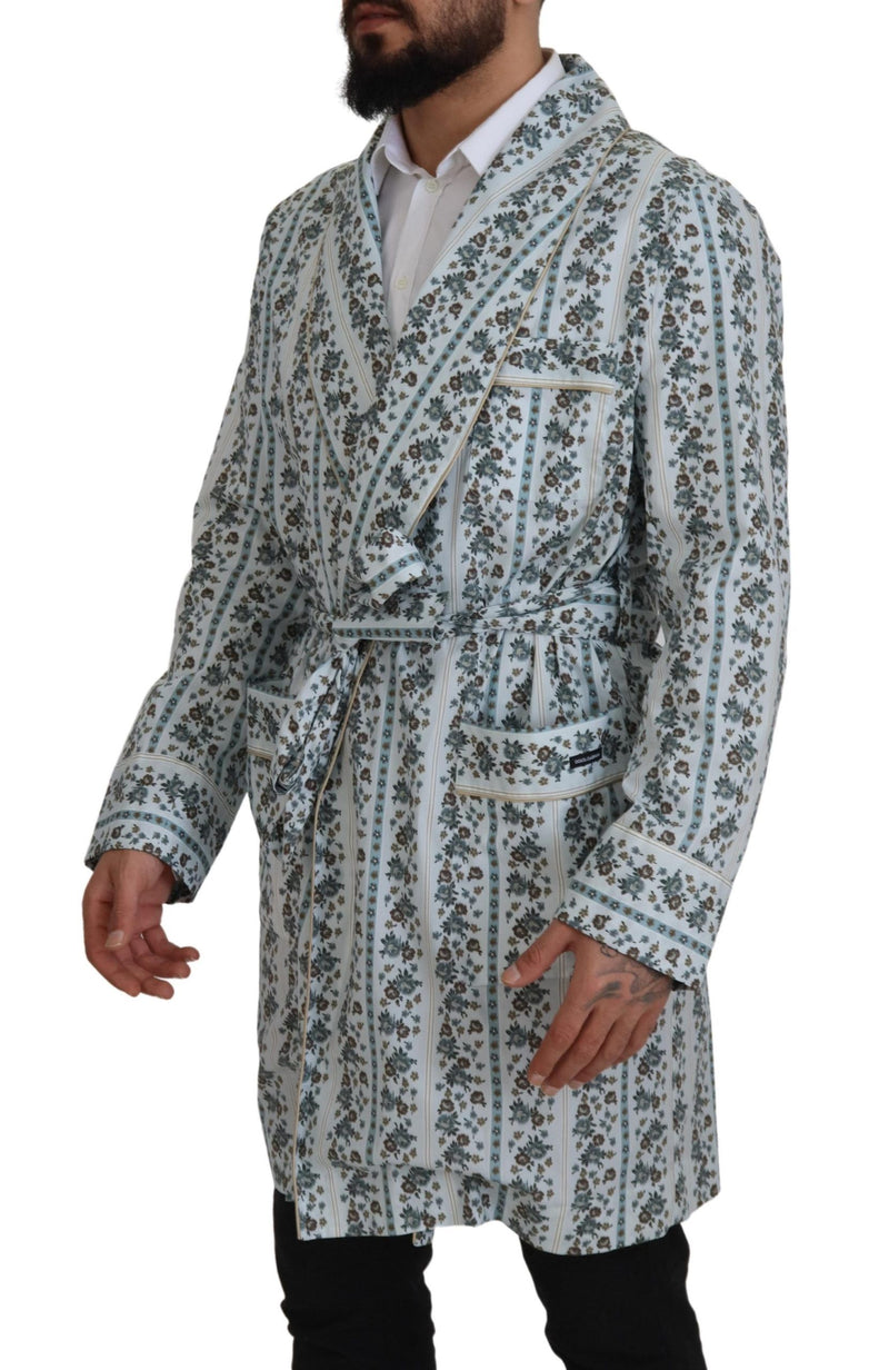 Elegant Floral Cotton Jacket Robe Dolce & Gabbana