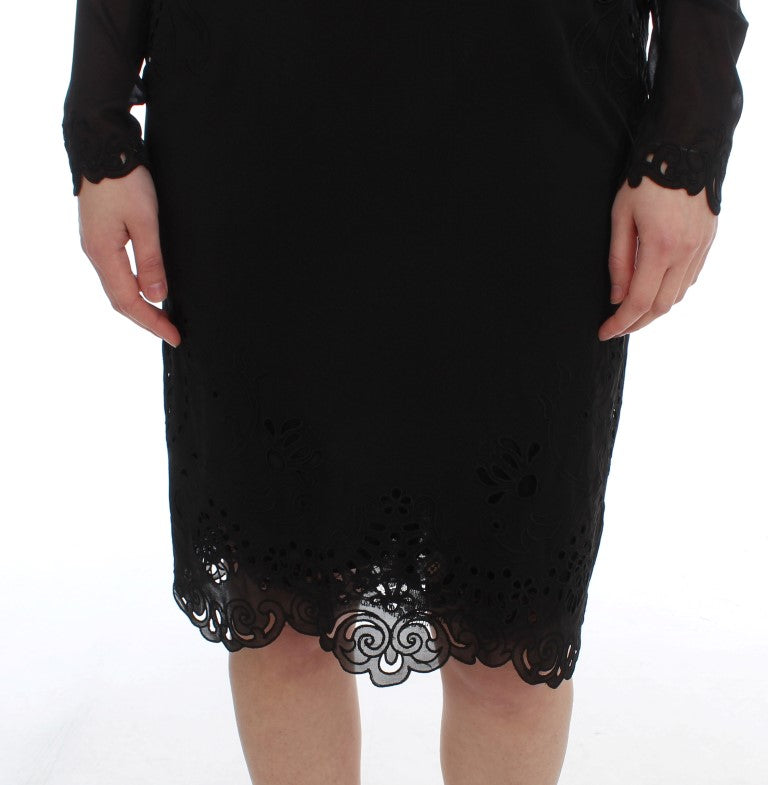 Elegant Black Floral Lace Sheath Dress Dolce & Gabbana