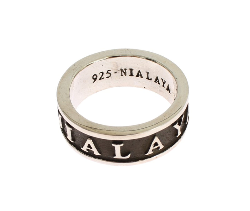 Elegant Silver and Black Men's Sterling Ring Nialaya