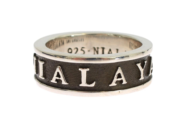 Elegant Silver and Black Men's Sterling Ring Nialaya