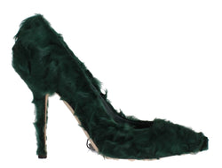 Elegant Green Xiangao Fur Leather Pumps Dolce & Gabbana