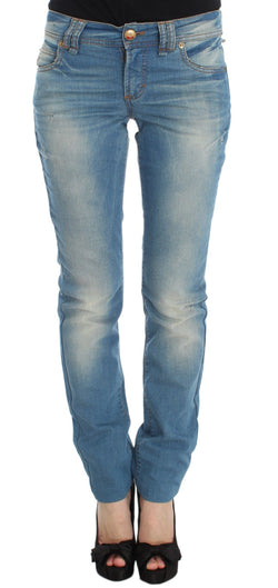 Sleek Blue Slim Fit Designer Jeans John Galliano