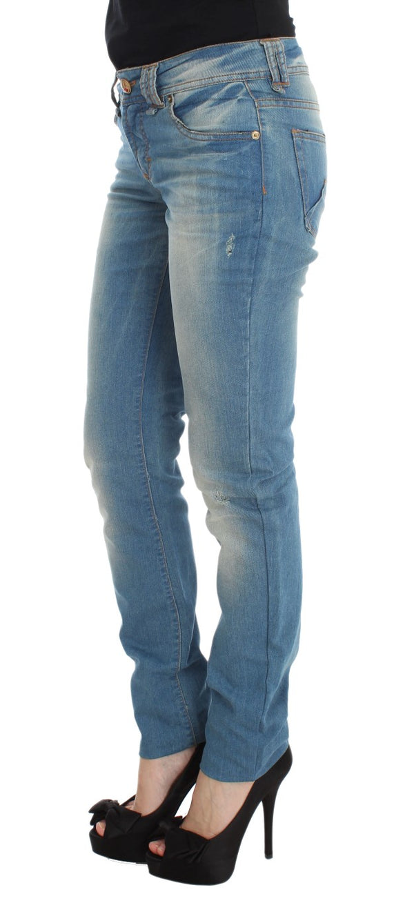 Sleek Blue Slim Fit Designer Jeans John Galliano