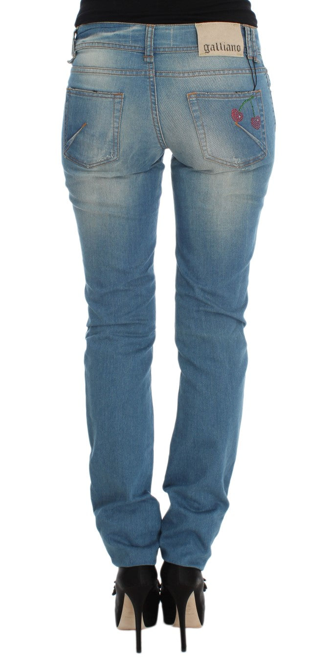 Sleek Blue Slim Fit Designer Jeans John Galliano