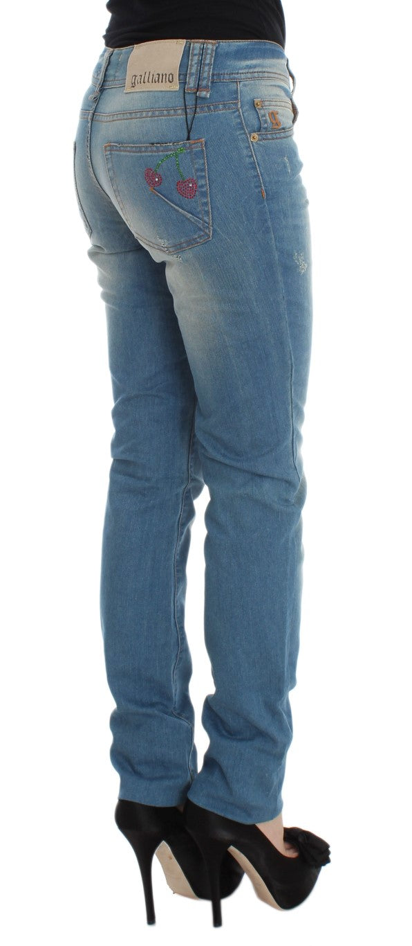 Sleek Blue Slim Fit Designer Jeans John Galliano