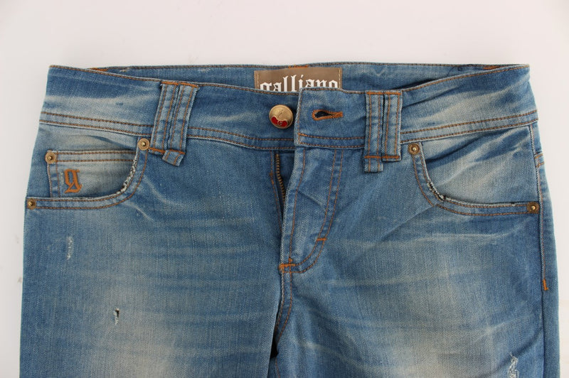 Sleek Blue Slim Fit Designer Jeans John Galliano