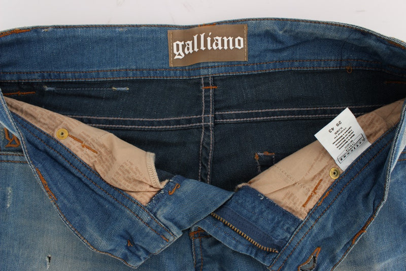 Sleek Blue Slim Fit Designer Jeans John Galliano