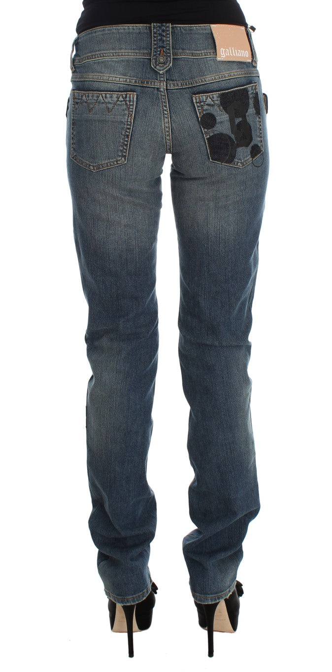 Chic Slim Fit Bootcut Jeans in Blue Wash John Galliano