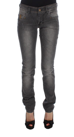 Elegant Slim Fit Gray Wash Jeans John Galliano