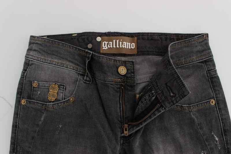 Elegant Slim Fit Gray Wash Jeans John Galliano