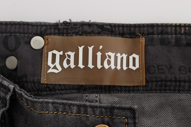 Elegant Slim Fit Gray Wash Jeans John Galliano