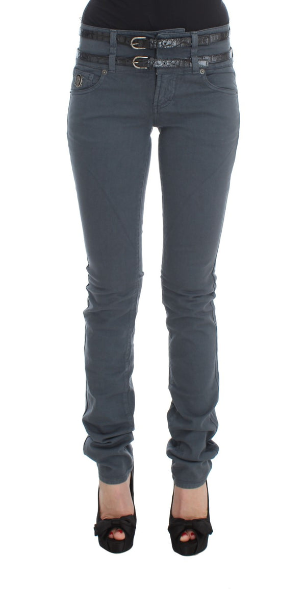 Sleek Slim Fit Italian Jeans in Chic Blue John Galliano