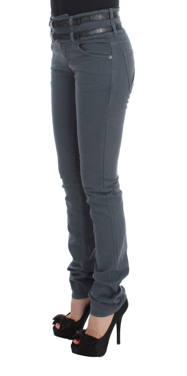 Sleek Slim Fit Italian Jeans in Chic Blue John Galliano